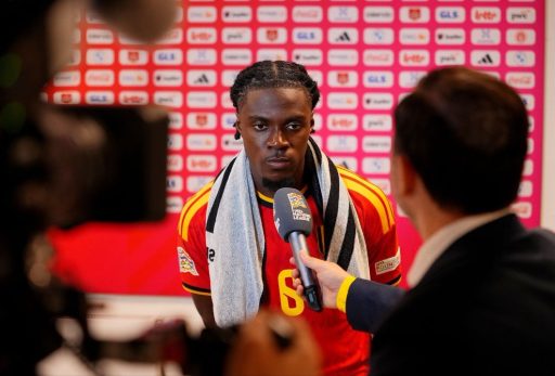 Romeo Lavia speaks to the media