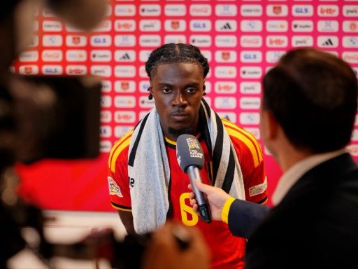 Romeo Lavia speaks to the media