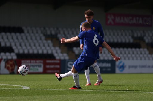 Reggie Watson whips in a free kick against Fulham for Cobham Next Gen