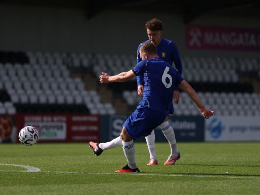 Reggie Watson whips in a free kick against Fulham for Cobham Next Gen