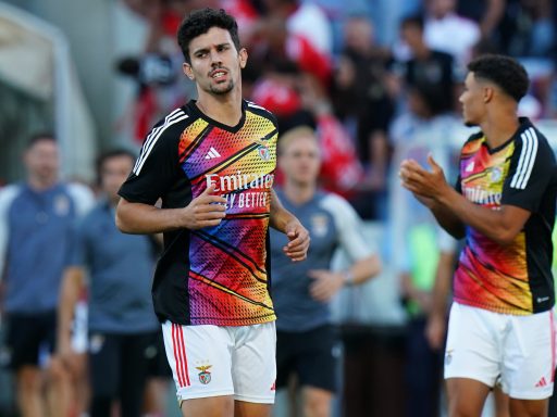 Tomas Araujo of SL Benfica in action during the warm up before the start of Pre-Season Friendly match between SL Benfica and RC Celta de Vigo